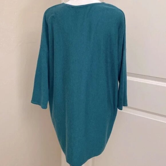 Kerisma  S/M Wool Blend Teal Oversized Lagenlook Patch pocket Artsy Sweater - Picture 2 of 7